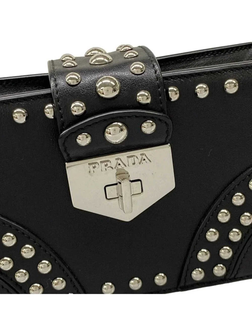 Prada Case Black Studded Leather Vanity Bag - Picture 10 of 10